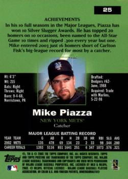 2003 Topps Pristine #25 Mike Piazza Back