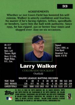 2003 Topps Pristine #33 Larry Walker Back