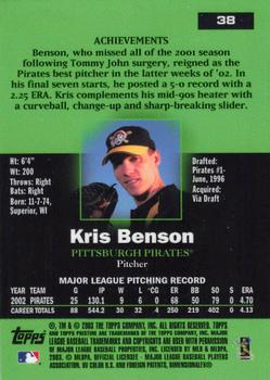2003 Topps Pristine #38 Kris Benson Back