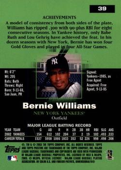 2003 Topps Pristine #39 Bernie Williams Back