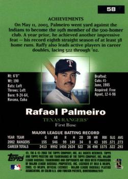 2003 Topps Pristine #58 Rafael Palmeiro Back