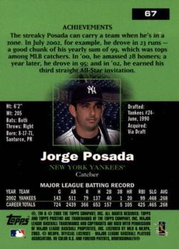 2003 Topps Pristine #67 Jorge Posada Back