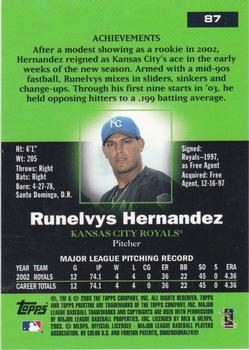 2003 Topps Pristine #87 Runelvys Hernandez Back