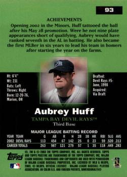 2003 Topps Pristine #93 Aubrey Huff Back