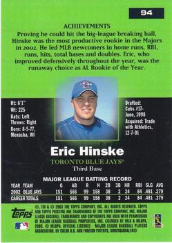 2003 Topps Pristine #94 Eric Hinske Back