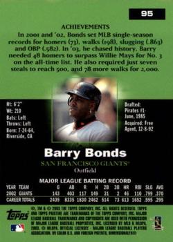 2003 Topps Pristine #95 Barry Bonds Back