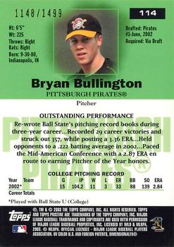 2003 Topps Pristine #114 Bryan Bullington Back