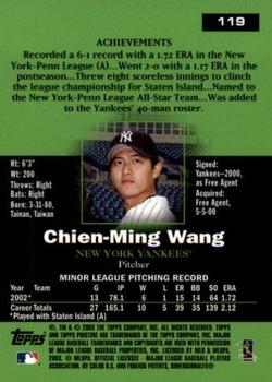 2003 Topps Pristine #119 Chien-Ming Wang Back