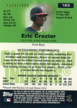 2003 Topps Pristine #123 Eric Crozier Back