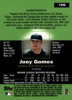 2003 Topps Pristine #128 Joey Gomes Back
