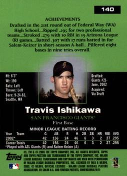 2003 Topps Pristine #140 Travis Ishikawa Back
