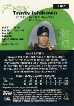 2003 Topps Pristine #142 Travis Ishikawa Back