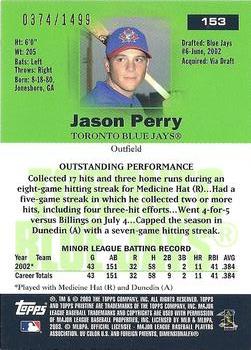 2003 Topps Pristine #153 Jason Perry Back