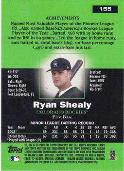 2003 Topps Pristine #155 Ryan Shealy Back