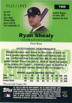 2003 Topps Pristine #156 Ryan Shealy Back