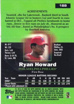 2003 Topps Pristine #188 Ryan Howard Back