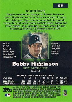 2003 Topps Pristine #85 Bobby Higginson Back