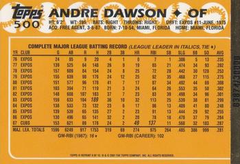 2001 Topps 50th Anniversary Chicago Cubs Reprints #9 Andre Dawson Back