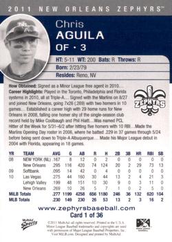 2011 MultiAd New Orleans Zephyrs #1 Chris Aguila Back