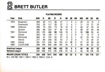 1985 Polaroid/JCPenney Cleveland Indians #NNO Brett Butler Back