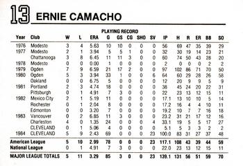 1985 Polaroid/JCPenney Cleveland Indians #NNO Ernie Camacho Back