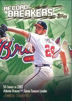 2003 Topps - Record Breakers (Series Two) #RB-JS John Smoltz Front