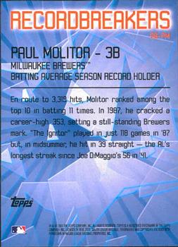 2003 Topps - Record Breakers (Series Two) #RB-PMO Paul Molitor Back