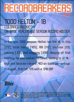 2003 Topps - Record Breakers (Series Two) #RB-TH Todd Helton Back