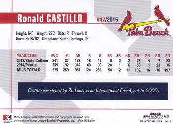 2015 Grandstand Palm Beach Cardinals #NNO Ronald Castillo Back