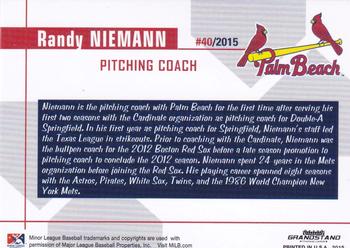 2015 Grandstand Palm Beach Cardinals #NNO Randy Niemann Back