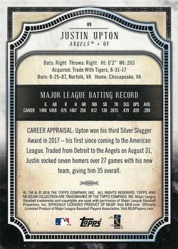 2018 Topps Museum Collection #89 Justin Upton Back