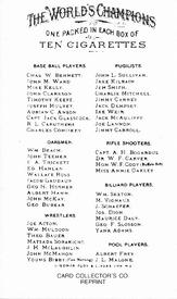 1988 CCC 1887 Allen & Ginter (N28/N29) Reprint (Baseball Only) #NNO Charles W. Bennett Back