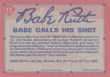 1991 Topps Babe Ruth Movie Promo #11 Babe Calls His Shot Back