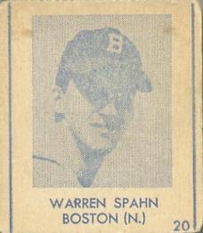 1948 Blue Tint (R346) #20 Warren Spahn Front