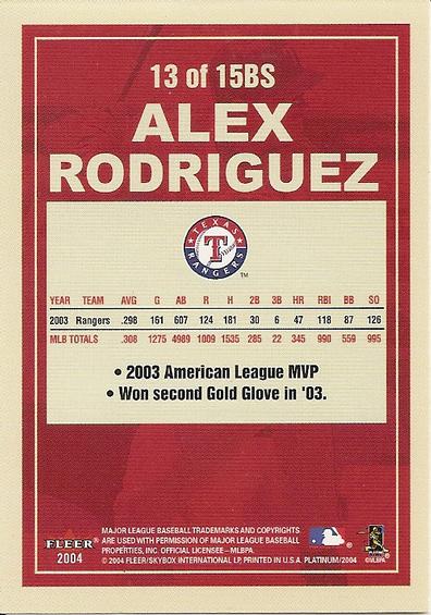 2004 Fleer Platinum - Big Signs #13BS Alex Rodriguez Back