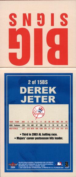 2004 Fleer Platinum - Big Signs #2BS Derek Jeter Back