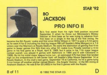1992 Star Bo Jackson #8 Bo Jackson Back