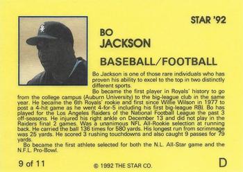 1992 Star Bo Jackson #9 Bo Jackson Back