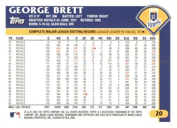 2003 Topps Retired Signature Edition #20 George Brett Back