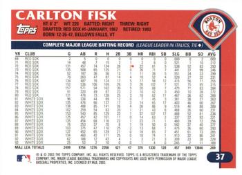 2003 Topps Retired Signature Edition #37 Carlton Fisk Back