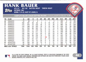 2003 Topps Retired Signature Edition #46 Hank Bauer Back