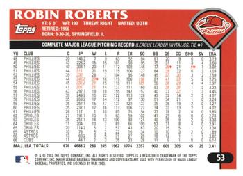 2003 Topps Retired Signature Edition #53 Robin Roberts Back