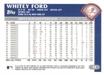 2003 Topps Retired Signature Edition #57 Whitey Ford Back