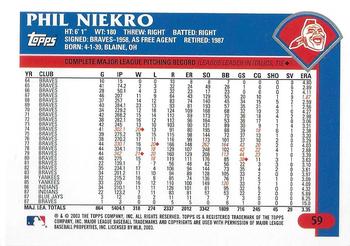 2003 Topps Retired Signature Edition #59 Phil Niekro Back