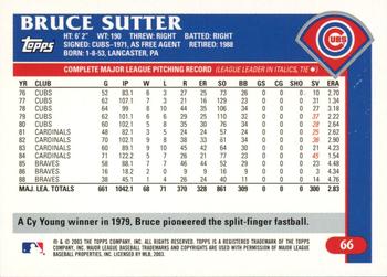 2003 Topps Retired Signature Edition #66 Bruce Sutter Back