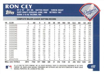 2003 Topps Retired Signature Edition #107 Ron Cey Back
