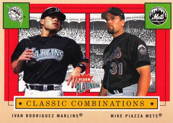 2004 Fleer Platinum - Classic Combinations #1CC Ivan Rodriguez / Mike Piazza Front