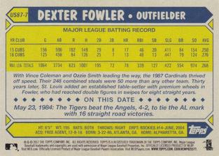 2017 Topps On-Demand Mini - 1987 Topps Baseball & Rookie and Trades #US87-7 Dexter Fowler Back