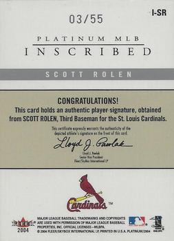 2004 Fleer Platinum - Inscribed #I-SR Scott Rolen Back