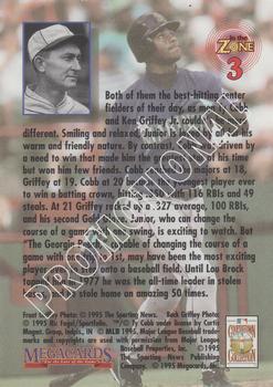 1995 Conlon Collection TSN - Ken Griffey Jr. In The Zone Promotional #3 Ken Griffey Jr. / Ty Cobb Back
